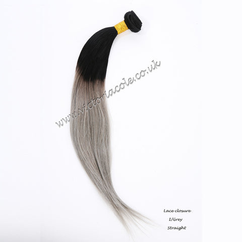 Cambodian Straight Ombre 1B/Grey 14" | 8A Grade