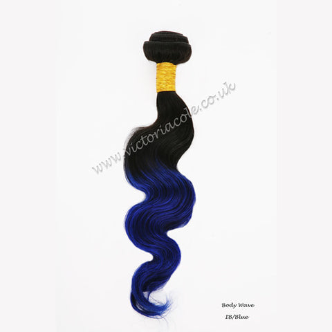 Peruvian body wave ombre 1B/99J Royal blue 24" Virgin Hair Extensions