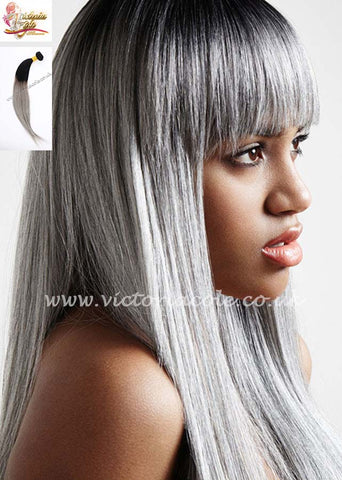 8" 1B/Grey Ombre Straight 8A Grade Virgin Hair